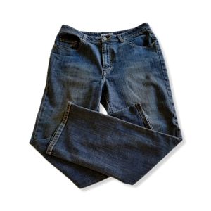 CHICOS Platinum Jeans Womens 2/12 Dark Blue Heavy Straight Leg